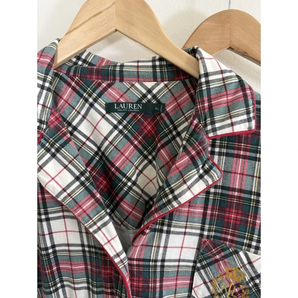 Ralph Lauren Women's Pajama Set Red, Green Plaid XL